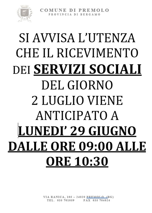 Avviso all'utenza