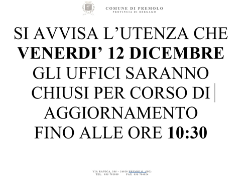 Avviso chiusura uffici