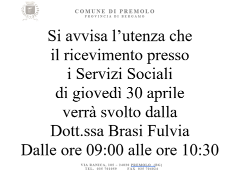 Avviso Servizi Sociali